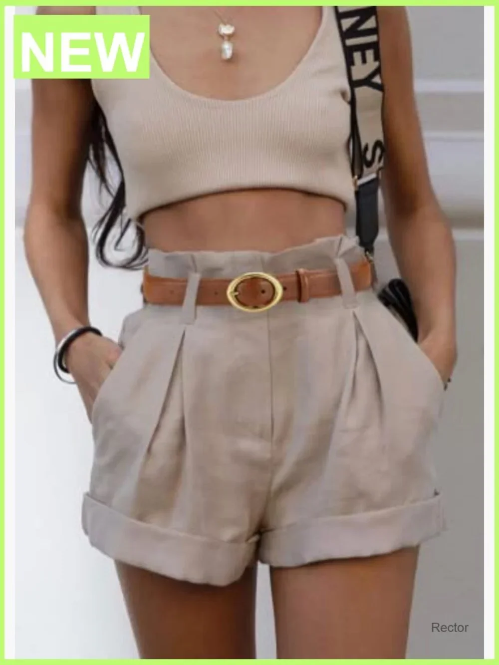Genuine Leather Belt with Oval Gold Buckle for Jeans & Dresses